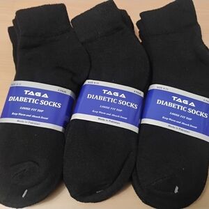 Tag Black Diabetic Casual Socks for Men 12 Pairs